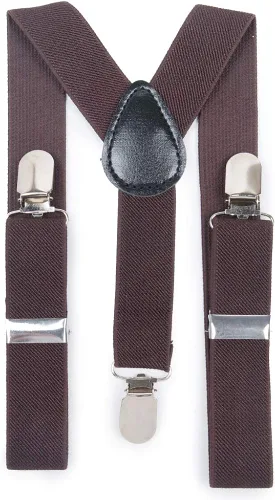 SMAGREHO Tirantes elásticos para niños y niñas, estilo espalda en Y, ajustables, color sólido, para niños y niñas, color marrón, 22 pulgadas,