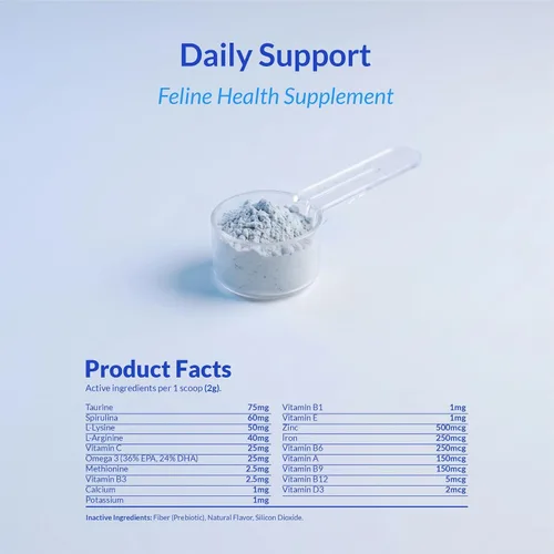 Miniatura 7 de Multivitamínico para gatos en polvo de 4 oz - Soporte inmunológico, para ojos, piel y corazón With L-Lysine, Taurine, Spirulina & Fish Oil.