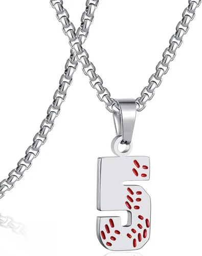 Miniatura 76 de SKQIR Colgante de número de jersey de béisbol para hombres y niños - Cadena de acero inoxidable para atletas - Negro