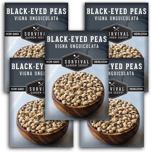 Miniatura 12 de Survival Garden Seeds Paquete de 2 semillas de guisantes de ojos negros para plantar, 2 paquetes de semillas con instrucciones para cultivar
