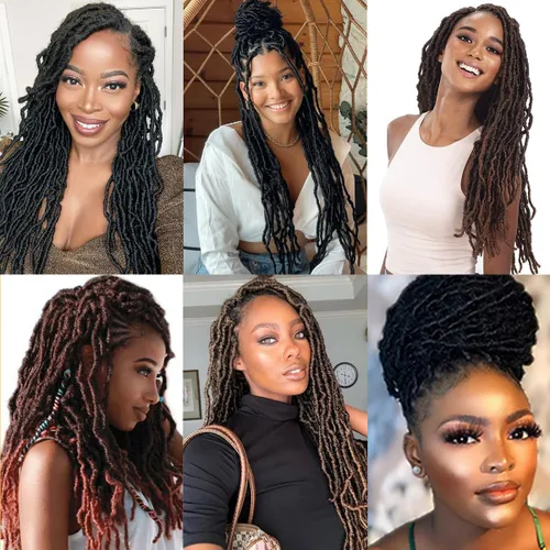 Miniatura 6 de Violet Rastas sintéticas de ganchillo de 18 pulgadas, trenzas de ganchillo naturales, trenzas sintéticas preenrolladas para mujeres negras