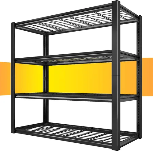 Estantería de garaje resistente de 40 pulgadas de ancho con carga de 2200 libras, estantes de almacenamiento de metal reforzado de 4 niveles, Negro