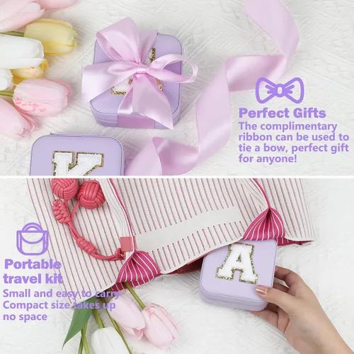 Miniatura 5 de CHMI Joyero de viaje, joyero de viaje morado, organizador de joyas de viaje, regalos de viaje para mujeres y niñas, caja organizadora de joyas