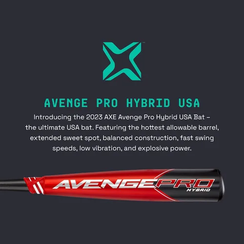 Miniatura 2 de Axe Bat 2023 Avenge Pro Hybrid (-10, 2-5/8") Bate de béisbol EUA, Híbrido de 3 piezas, Rojo/Negro