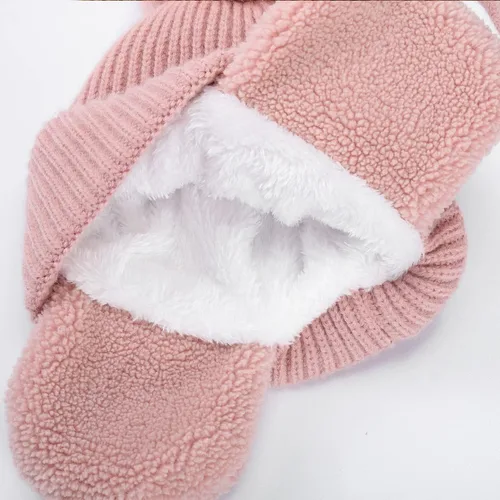 Miniatura 6 de CHOIEO Gorro de invierno para niños pequeños gorro con solapa para las orejas gorro de punto suave y cálido con forro polar con pompón