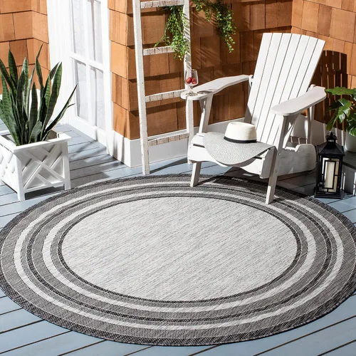 Miniatura 105 de SAFAVIEH Alfombra lavable al aire libre Courtyard Collection – 4' x 5'7", beige oscuro y beige, no desprende pelusa y fácil de limpiar, ideal