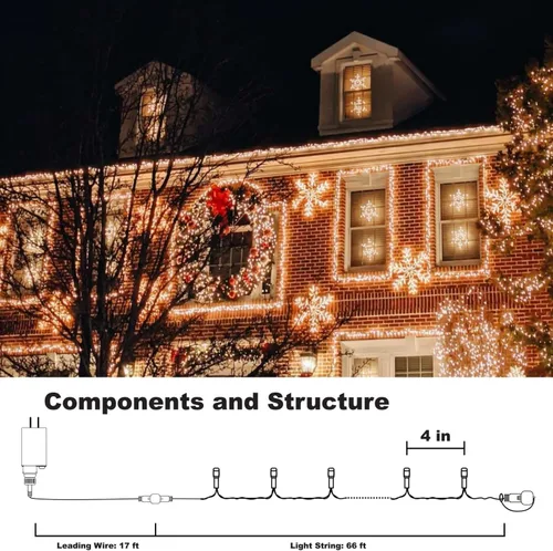 Miniatura 2 de TW SHINE - Luces de Navidad que cambian de color, 200 luces LED RGB de 66 pies, luces de Halloween para exteriores con control remoto, impermeables