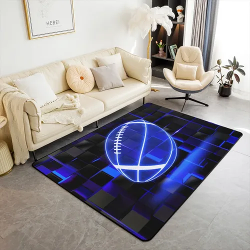 Miniatura 23 de Erosebridal Tapete de fútbol para interiores de 3 x 5 pulgadas, alfombra de fútbol neón para niños, adolescentes, hombres, brillantes, geométricas