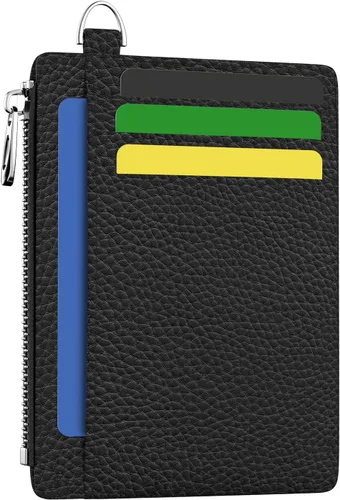 Miniatura 20 de Hancynir Cartera delgada para mujer con soporte para tarjetas de crédito RFID, pequeña mini funda para tarjetas con bolsillo frontal de PU, cartera
