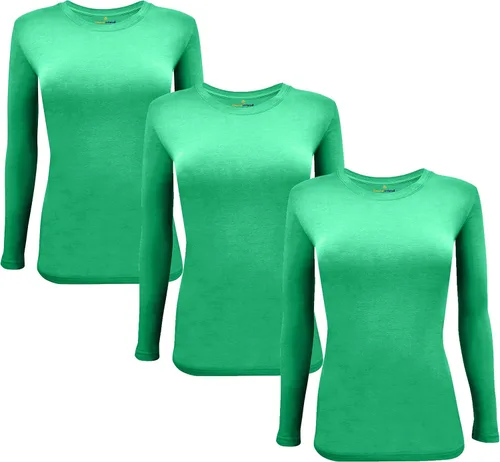 Miniatura 152 de Natural Uniforms Camiseta Under Scrub para mujer, cuello redondo, manga larga, paquete de 3, paquete múltiple de 3