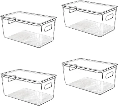 Miniatura 11 de Contenedores de almacenamiento de plástico transparente con tapas, perfectos para organización de cocina o organización y almacenamiento