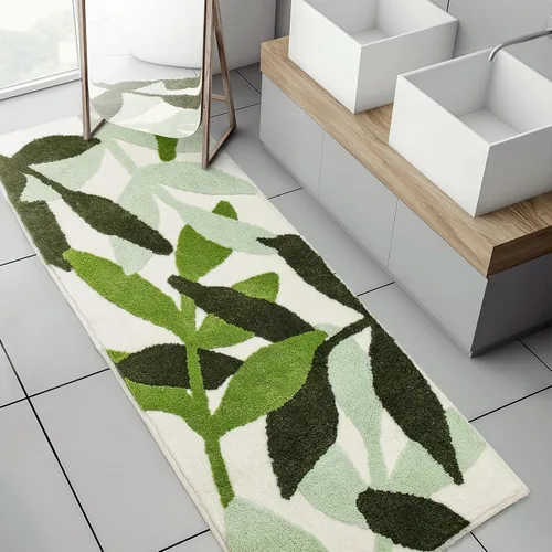 Miniatura 10 de Alfombras de baño verdes con diseño de hojas bonitas para baño, antideslizantes, decoración de baño, microfibra lavable, absorbente de agua, 32 x 20