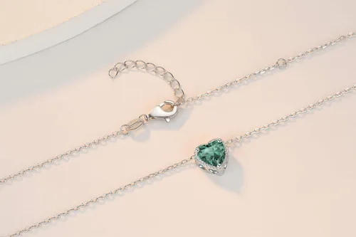 Miniatura 3 de Qings Collar con colgante de piedra natal de plata de ley 925 con colgante de piedra natal, cadena ajustable, caja de regalo de 12 meses, joyería