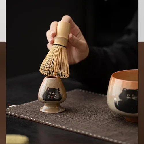 Miniatura 3 de Juego de batidor de matcha, juego de 4 piezas para ceremonia de matcha con batidor de matcha, cuchara de bambú de matcha, soporte para batidor