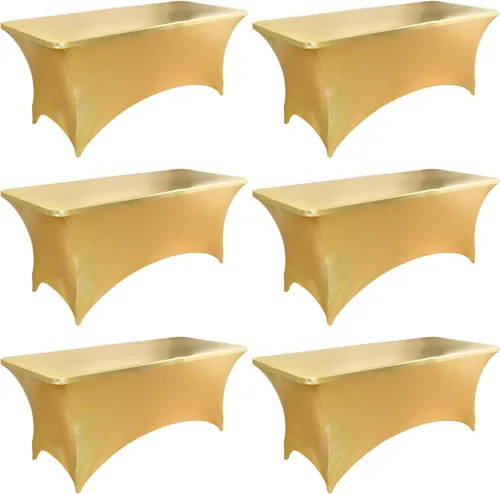 Miniatura 23 de Paquete de 2 Cubiertas de Mesa de Spandex de 4 pies para Mesas Plegables Rectangulares - Manteles Elásticos Ajustados Resistentes a las Arrugas