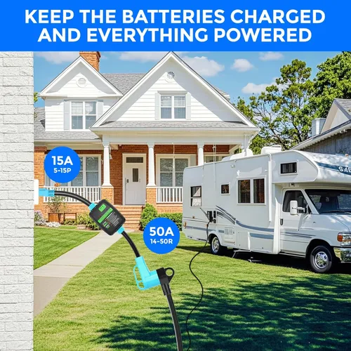 Miniatura 5 de CircleCord Cable adaptador de caravana de 50 Amp a 15 Amp, macho 5-15P a hembra 14-50R de alimentación eléctrica Dogbone, STW resistente de calibre