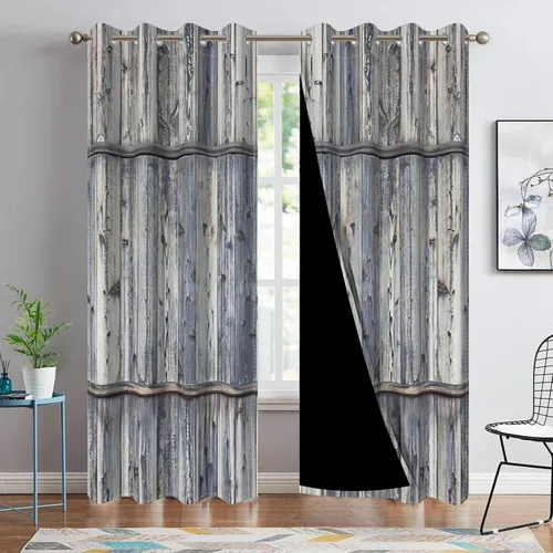 Miniatura 51 de Cortinas rústicas para ventana de puerta de granero, puerta de madera gris, puerta de garaje, tratamiento de ventana para sala de estar, dormitorio