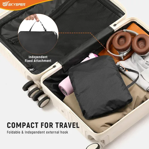 Miniatura 5 de SKYSPER Mochila pequeña de senderismo para hombres y mujeres, 20L RFID, plegable, ultraligera, plegable, mochila de viaje Negro