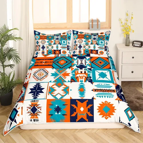 Miniatura 2 de Erosebridal Southwestern - Juego de funda de edredón tamaño individual, diseño geométrico étnico, estilo bohemio, azteca, para niños, adolescentes