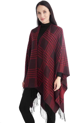 Miniatura 35 de Poncho chal para mujer, suéteres suaves y cálidos para mujer, parte delantera abierta, poncho de viaje para otoño, invierno y primavera