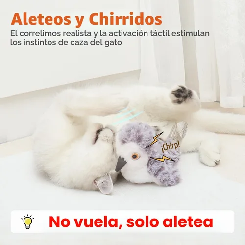 Miniatura 2 de Potaroma Juguetes para Gatos Ave Flapping (No Vuela), Canturreo Realista de Andarríos, Juguete Interactivo para Gatito Recargable Activado por