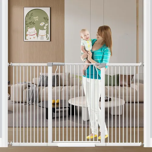 Miniatura 11 de Fairy Baby Puerta extra alta para bebés de 40.5 pulgadas, sin taladro, puerta extra ancha de 29.6 a 40.5 pulgadas para mascotas, puerta de seguridad