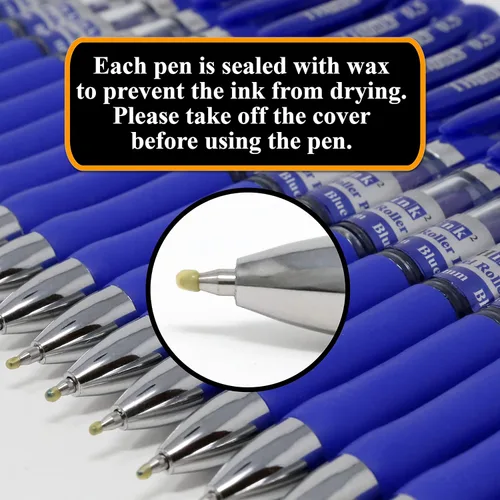 Miniatura 3 de [24 Bolígrafos - Tinta Azul] Bolígrafos de Gel Retráctiles Think2. (24 Azul) Punta Fina (0.5mm) Bolígrafos Tipo Roller con Agarre Cómodo.