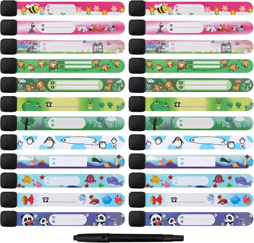 Miniatura 8 de 20 pulseras de identificación para niños, pulseras de seguridad para niños, impermeables, ajustables, reutilizables, para niños y niñas