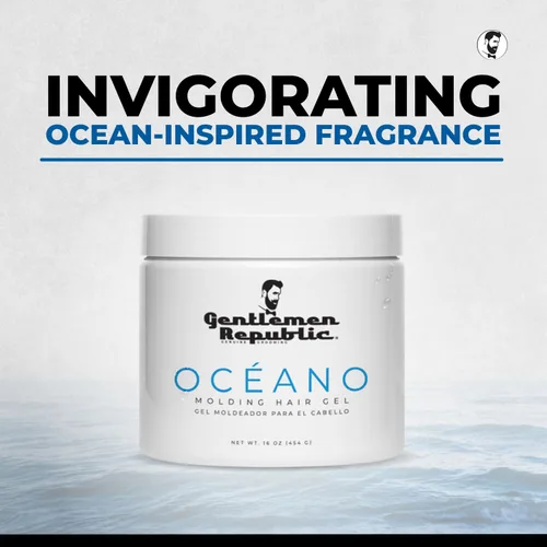 Miniatura 5 de Gentlemen Republic Oceano Gel para el cabello para hombre, 16 onzas, gel de peinado de alto brillo y fuerte sujeción táctil para cabello, fórmula