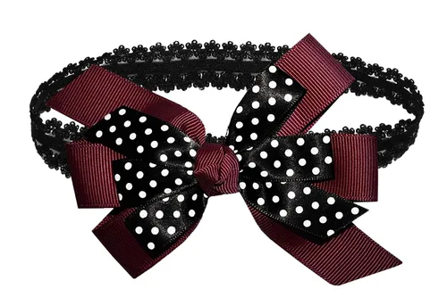 Miniatura 49 de WEBB DIRECT2U WD2U - Diadema elástica con lazo de grogrén de puntos negros para niñas (verde manzana)