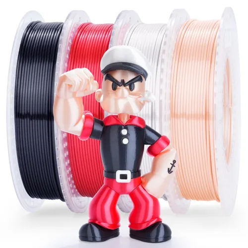 Miniatura 21 de AMOLEN Paquete de filamento PLA de seda para impresora 3D de 4.4 lbs, paquete de ácido poliláctico de doble color de 0.069 in, filamento PLA