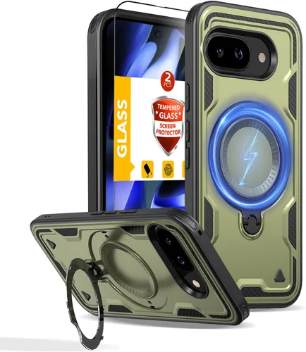 Miniatura 45 de Funda magnética para Google Pixel 9A compatible con cargador inalámbrico MagSafe, para Pixel 9A, funda de teléfono integrada de 360 °, con 2