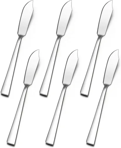 Miniatura 8 de E-far Juego de 6 cuchillos esparcidores de mantequilla, cuchillos de postre de queso de acero inoxidable de 7 pulgadas para cocina, restaurante