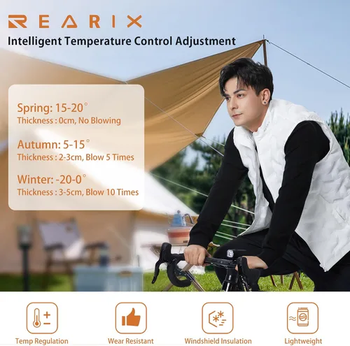 Miniatura 4 de REARIX Chaleco inflable de flujo cálido para hombres y mujeres, chaleco de ropa exterior para hombre, chaleco de control de temperatura, chaleco