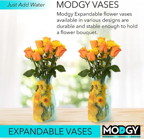 Miniatura 2 de MODGY Florero expandible, plástico decorativo moderno plegable impreso jarrones para centros de mesa para bodas, mesa de comedor, decoración