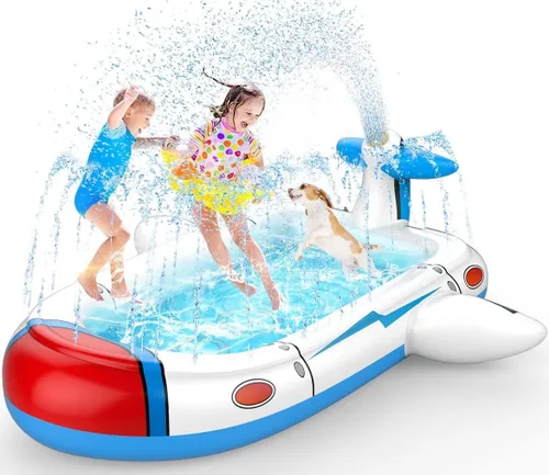Piscina infantil para niños pequeños, almohadilla de chapoteo para niños de 4 a 8 años, piscina inflable 3 en 1 de 68 pulgadas para niños, patio