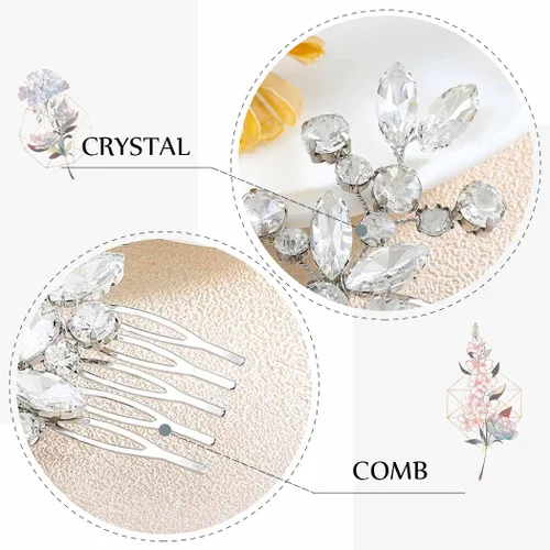 Miniatura 6 de JAKAWIN Peine de pelo nupcial de cristal Rhinestone clip de pelo novia boda accesorios para el cabello para las mujeres HC042 (plata)