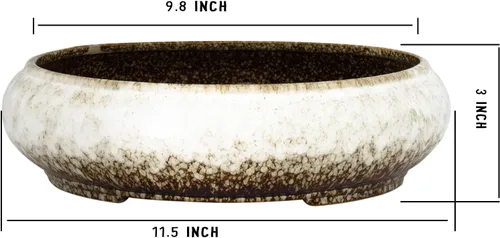 Miniatura 2 de Macetas de suculentas - Macetas de bonsái de cerámica de 11.5 pulgadas con drenaje, macetas de suculentas grandes y poco profundas para plantas