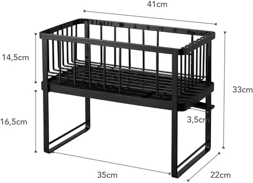 Miniatura 9 de YAMAZAKI Home Tower - Escurridor de platos ajustable de dos niveles, estante de secado compacto con ganchos, soporte para utensilios, acero - Negro