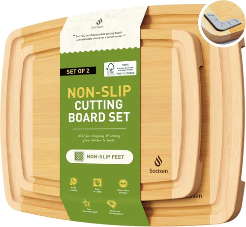 Miniatura 16 de Set de Tablas de Cortar de Bambú con Pies Antideslizantes para Sobre el Fregadero Regalos Mejor Mamá Mejor para Mamá Adicional Mamá Ocupada de Marrón