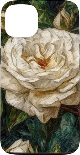 Funda para iPhone 13 Van Gogh Art White Flower White Roses