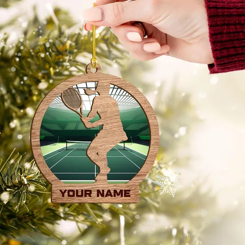 Miniatura 6 de Adorno plano acrílico personalizado para niña, jugador de tenis, regalo para amantes del tenis, jugador de tenis, adorno de Navidad para árbol