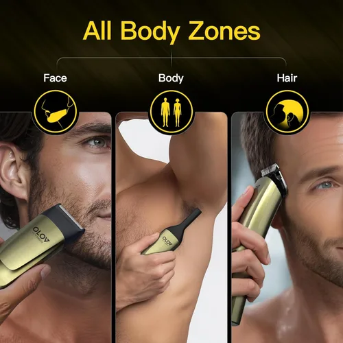 Miniatura 3 de Recortadora de barba inalámbrica para hombres, kit de aseo 17 en 1, afeitadora eléctrica para cara, bigote, cuerpo y vello de nariz, con base