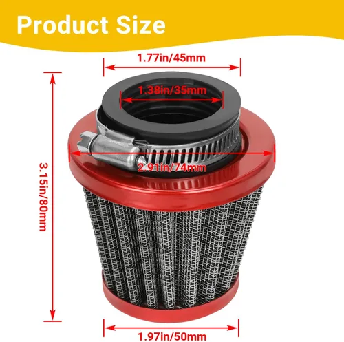 Miniatura 4 de HIAORS Filtro de aire de 35 mm para motocicleta, compatible con 50 cc, 70 cc, 90 cc, 110 cc, 125 cc, para Coolster, Tao Tao, Sunl, Apollo, Roketa
