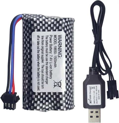 7.4V 1500mAh SM-3P Plug Batería de litio con cable de carga USB para DE43 DE60 RC Racing RC Car Battery 1575 Dump Truck Construcción Vehículo de