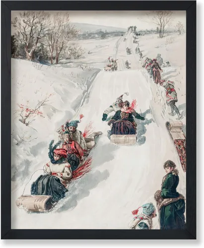 Poster Master Póster de Navidad vintage, impresión retro de carreras de trineo, arte de pared de invierno, regalo de vacaciones para hombres,