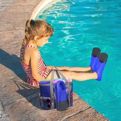 Miniatura 8 de Gintenco Aletas de Natación, Aletas de Natación para Niños para Natación de Vueltas, Aletas de Tamaño de Viaje con Bolsa de Malla, Aletas de Azul