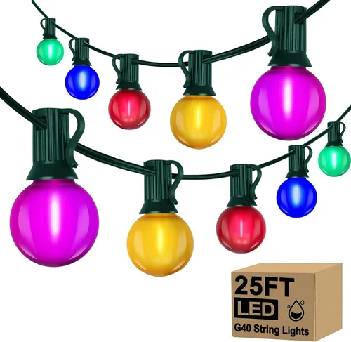 Miniatura 21 de Guirnalda de luces LED G40 para el día de San Patricio para exteriores, 25 pies, luces decorativas de San Patricio al aire libre con bombillas