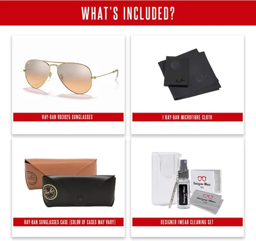 Miniatura 103 de Ray-Ban RB3025 - Lentes de sol de aviador de metal para hombre y mujer + paquete con kit de cuidado de gafas iWear de diseñador