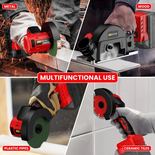 Miniatura 7 de Herramienta de corte inalámbrica sin escobillas de 4" compatible con batería Dewalt 20V MAX, mini sierra de 500W hasta 12000RPM con 6 discos
